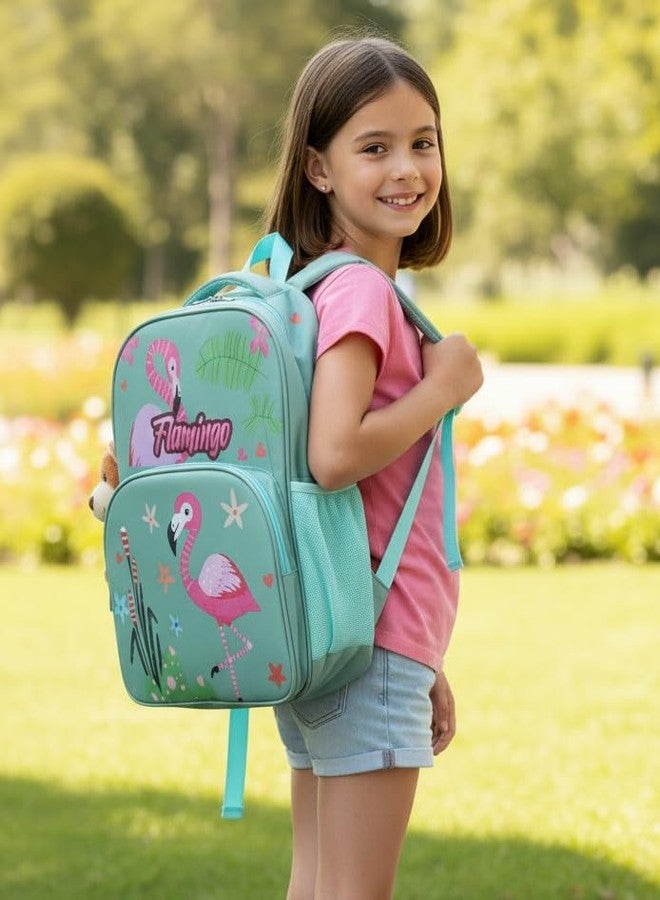 Stylbase Cartoon Printed School Bag for Boys and Girls | Waterproof Backpack Bag for Travelling Sports | Kids Bag Ideal for 1st to 3rd Class | School Bags for 5 7 Years (Flamingo) - Image 2